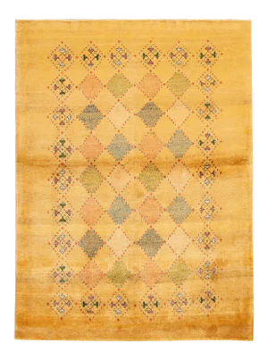 Yellow Modern Gabbeh Persian Handmade Wool Rug
