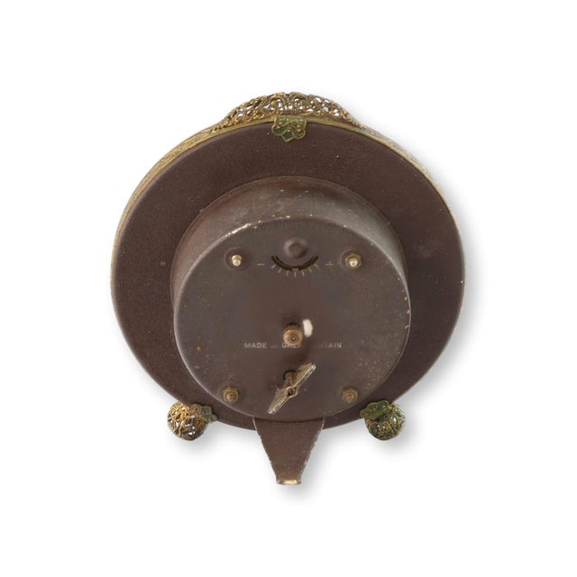 Mid-Century Modern Vintage Filigree Petit Pointe Alarm Clock For Sale - Image 3 of 4