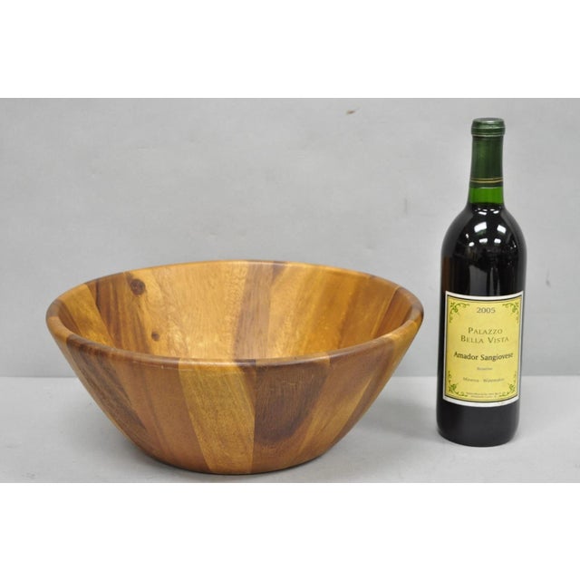 Vintage Bill.F Bf Mid Century Modern Acacia Wood Salad Fruit Bowl For Sale - Image 11 of 11