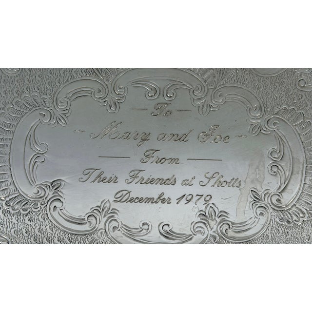 Large English Sheffield Silver Footed Gallery Tray - Engraved For Sale In Savannah - Image 6 of 12