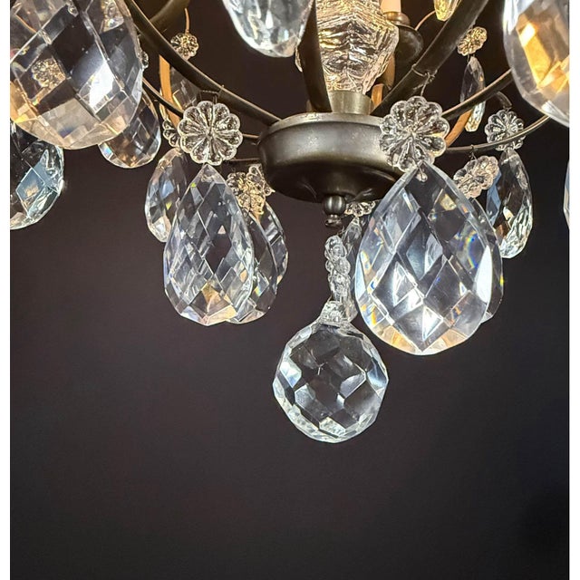 Bronze Antique French Bronze & Crystal Chandelier For Sale - Image 8 of 8