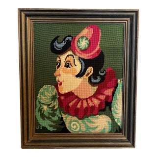 French Jester or Clown Needlepoint Paris For Sale