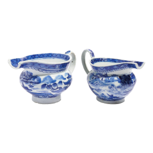 Matched Pair of Chinese Export Porcelain Pig Snout Creamers, C. 1820