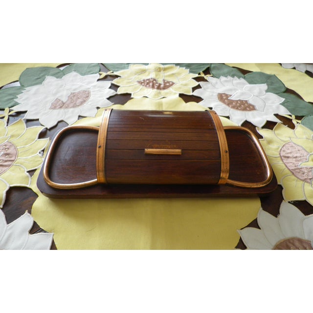 Wood Art Deco Style Roll Top Cigarette Case, 1950s For Sale - Image 7 of 13