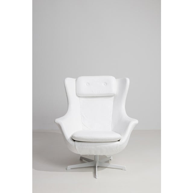 20th Century Czech Kelo Swivel Armchair White Cream For Sale - Image 9 of 15