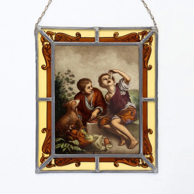 After Bartolomé Esteban Murillo, Figures, 1890s-1910s, Stained Glass Panel For Sale - Image 11 of 11
