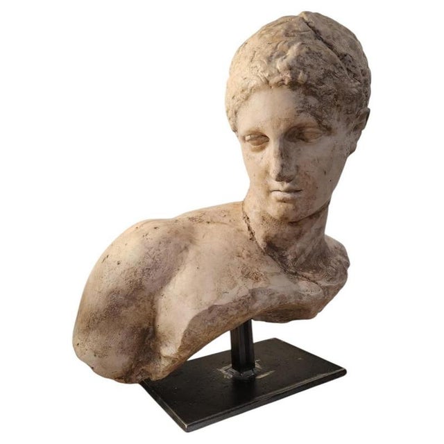 Hellenistic Greek Athlete Bust Sculpture after the Louvre Model, 20th Century, Terracotta For Sale - Image 6 of 6
