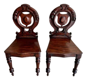 Set of Victorian Carved Mahogany Side Chairs, 1850s