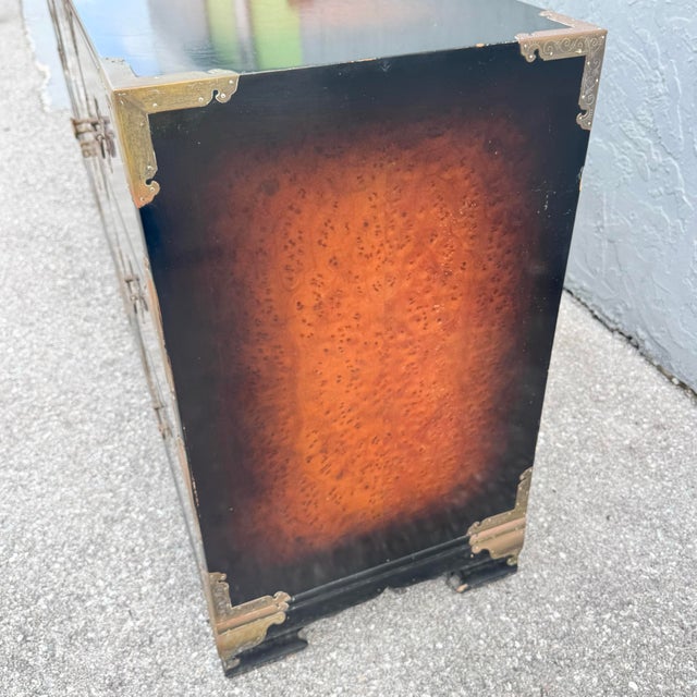 Vintage Chinese Burlwood and Brass Dresser For Sale - Image 4 of 10