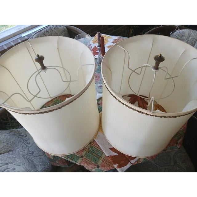 Mid-Century Modern Vintage Brass Torchiere Table Lamps, a Pair For Sale - Image 3 of 12