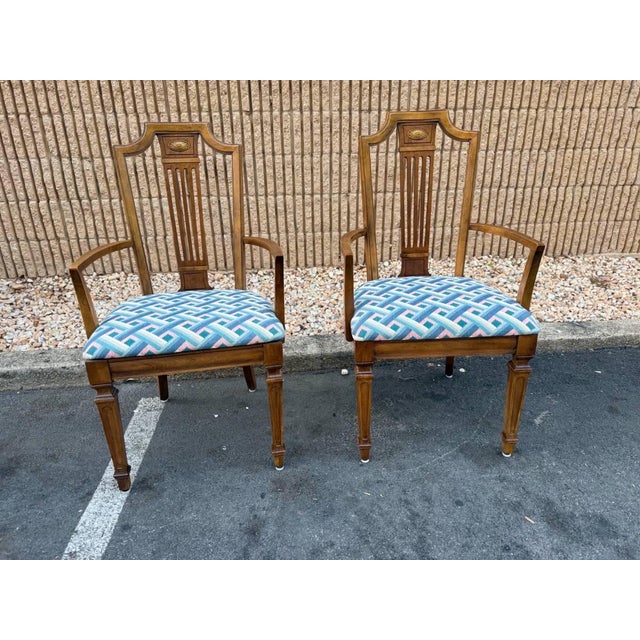Late 20th Century Vintage Carved Art Nouveau Style Dining Chairs- Set of 8 For Sale - Image 4 of 12