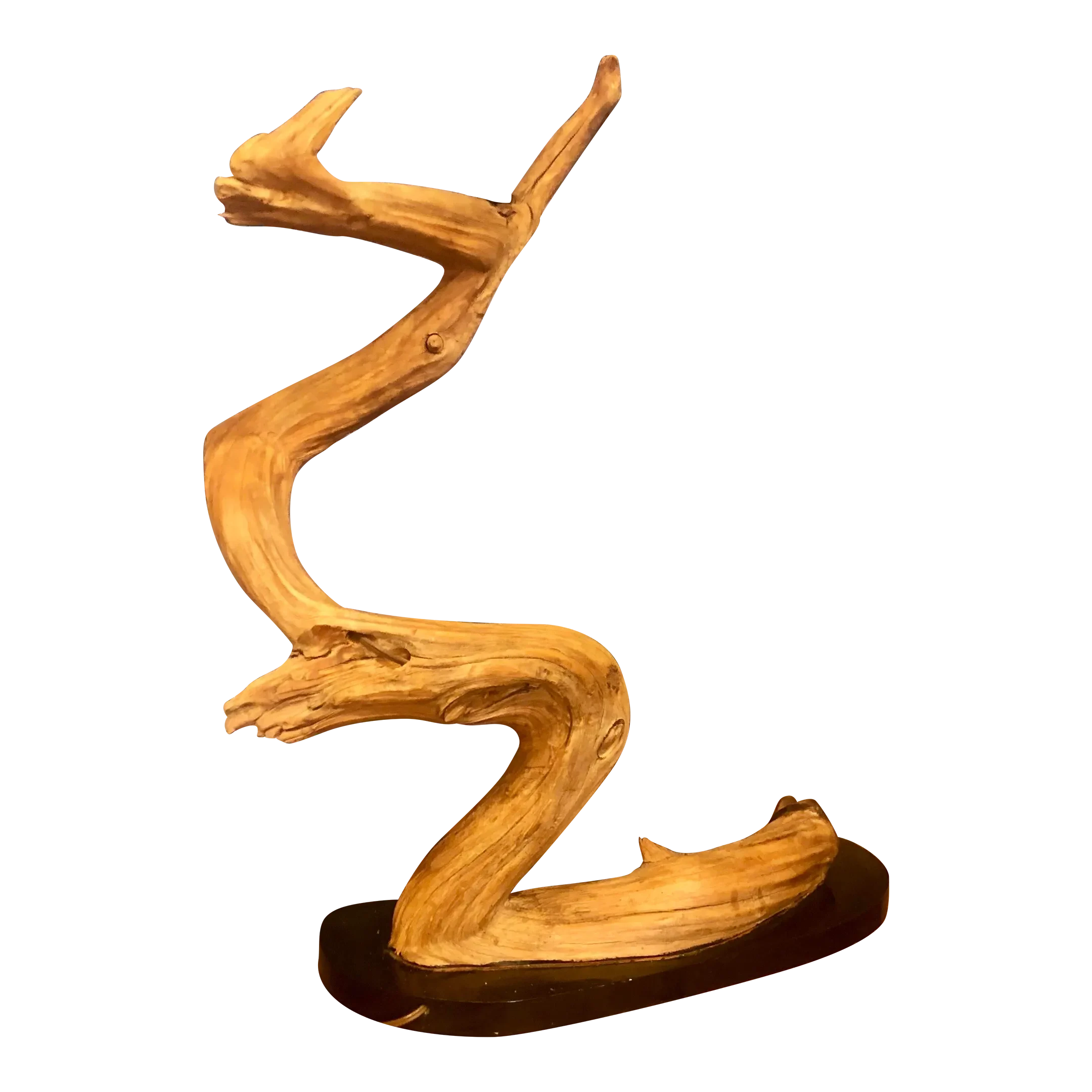 Wabi Sabi Organic Modern Driftwood Sculptural Table Lamp, Mid