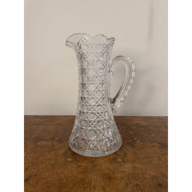 Large Antique Edwardian Cut Glass Jug, 1900 For Sale - Image 4 of 8