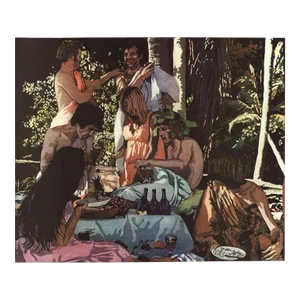 1972 John Clem Clarke 'Bacchanal' Realism Multicolor USA Lithograph