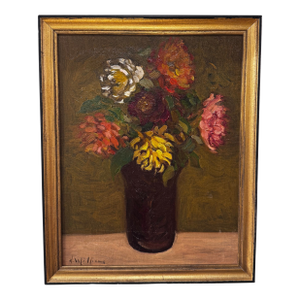 Oil on Canvas Flowers in Vase