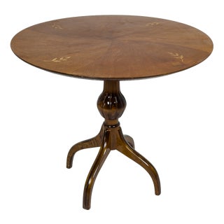 Swedish Grace Round Center Table with Floral Marquetry, Sweden, 1930s For Sale