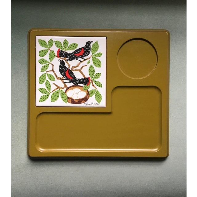 Mid 20th Century George Briard Bird Patterned Tile Serving Tray For Sale - Image 11 of 11
