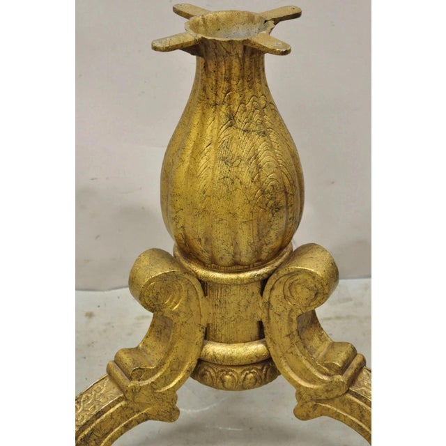 Mid 20th Century Vintage Baroque Style Gold Cast Aluminum Metal Tripod Pedestal Table Base For Sale - Image 5 of 11