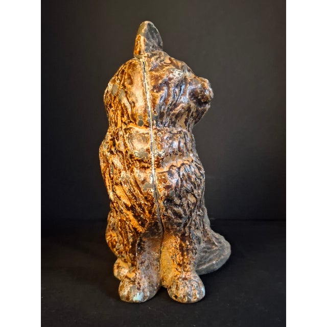 Antique Cast Iron Seated Cat Doorstop Vintage Orange Painted Feline Figure 4lb For Sale - Image 12 of 18