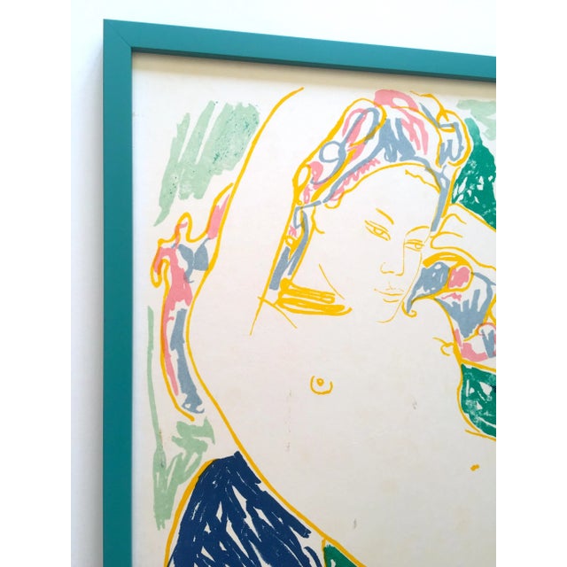 Various Artists Alain Bonnefoit Vintage 1972 Silkscreen Print Framed Collector's Italian Exhibition Poster " Femme Nue Allongee " For Sale - Image 4 of 13