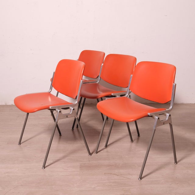 1960s LDSC 106 Chairs in Leather by Giancarlo Pirretti for Jec Castelli, 1970s, Set of 4 For Sale - Image 5 of 18