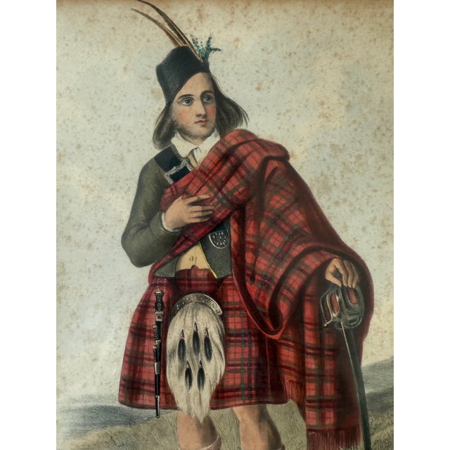 Late 19th Century Pair of Framed Hand Colored Lithographs of "The Clans of the Scottish Highlands" by Robert Ronald McIan For Sale - Image 5 of 16