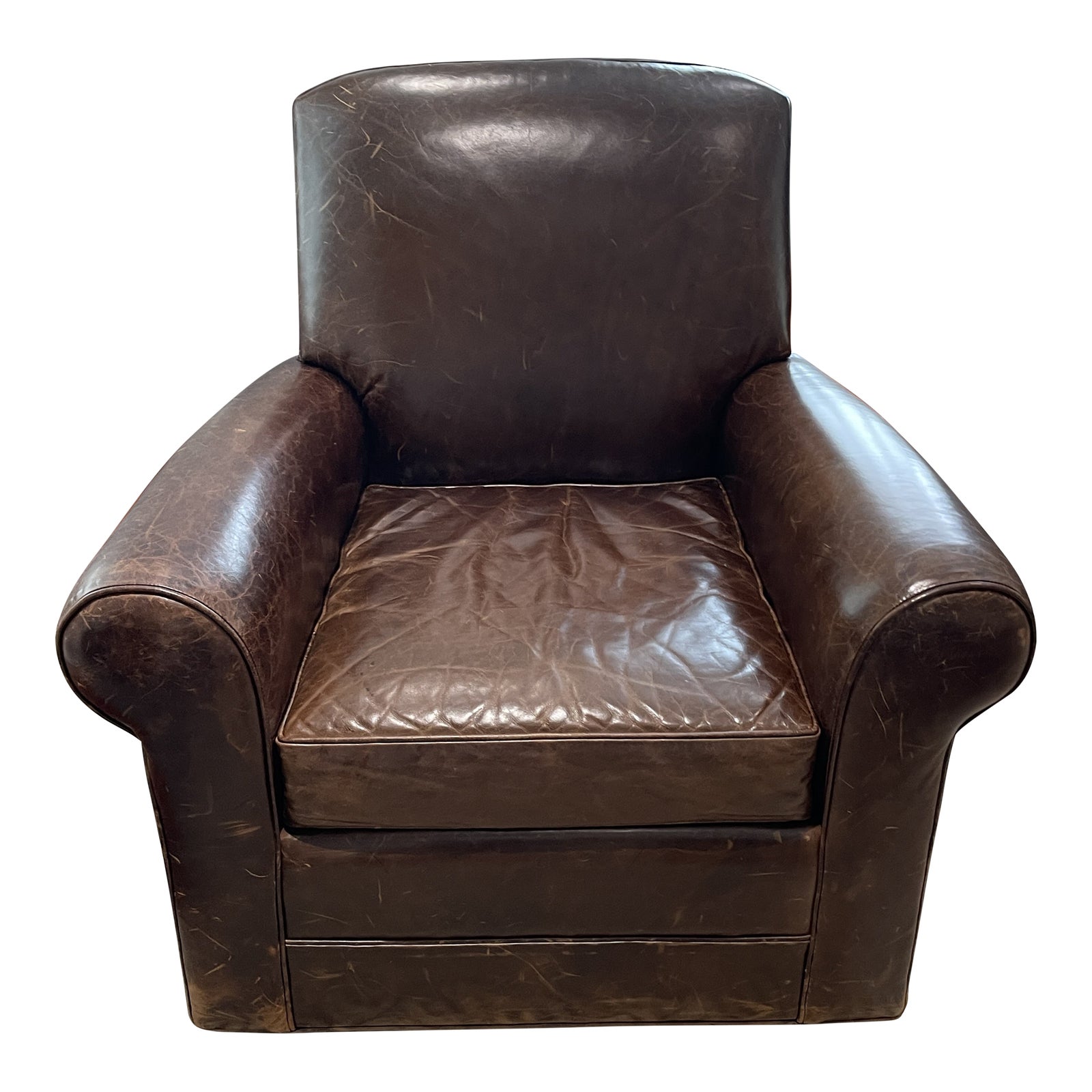 Restoration Hardware Swivel Leather Chair Chairish