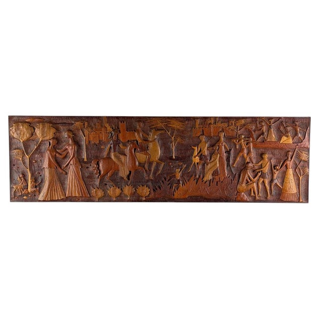Hand-Carved Panel with Narrative Relief by Giovanni Gariboldi, 1950s For Sale - Image 15 of 15