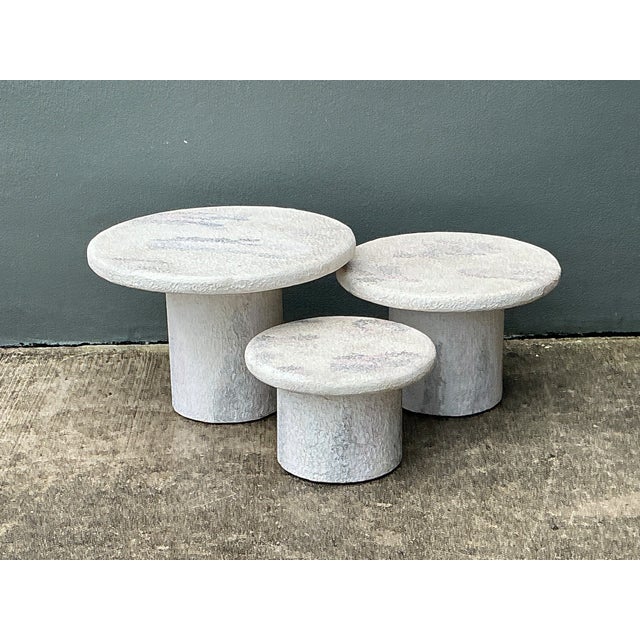 Vintage Textured Faux Stone Side Tables For Sale - Image 11 of 12