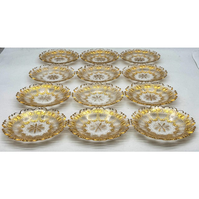 Set of 12 Belle Époque Cut Glass and Gilt Dessert Plates, circa 1890–1910 For Sale - Image 15 of 18