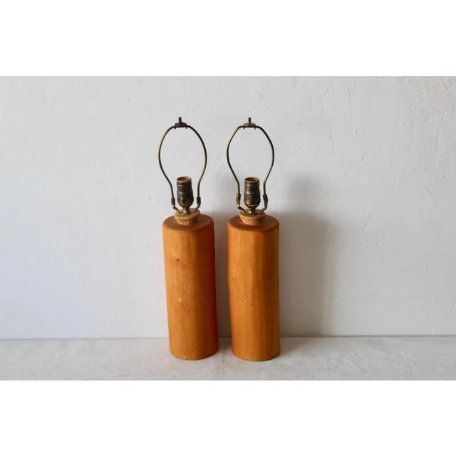 Mid-Century Modern Mid Century Scandinavian Style Natural Tree Trunk Wood Table Lamps-A Pair For Sale - Image 3 of 10