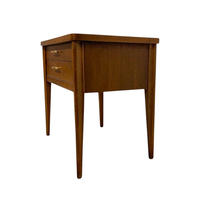 Wood Mid-Century Modern One-Drawer End Table With Brass Tone Handles, 1960s For Sale - Image 7 of 10