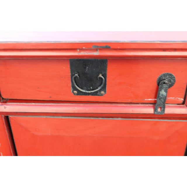 Red 1950's Mid Century Chinoise Style Red Cabinet For Sale - Image 8 of 13