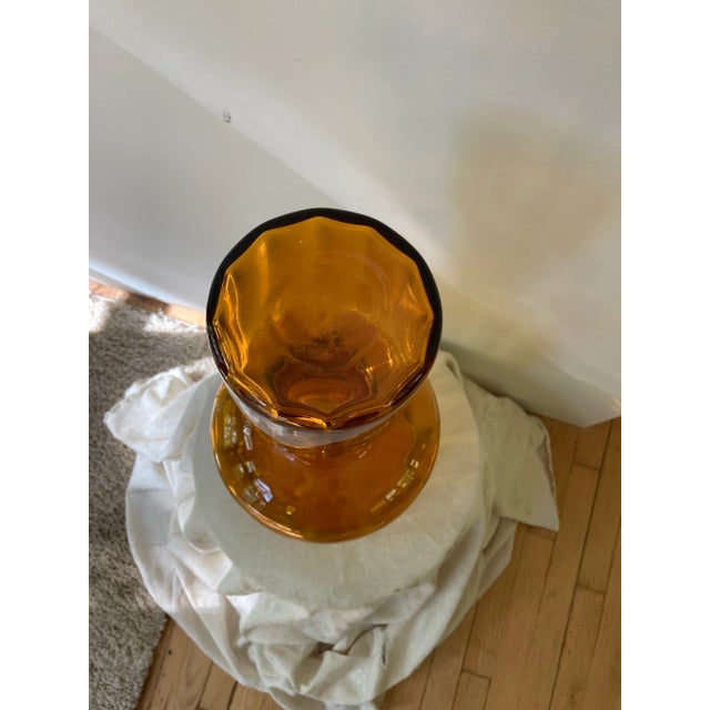 Mid 20th Century Midcentury Blenko Giant Amber Floor Decanter Vessel With Stopper For Sale - Image 5 of 7