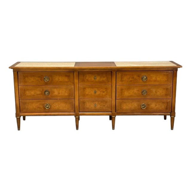 American of Martinsville, Walnut, Travertine, Sideboard, Usa, 1960s For Sale