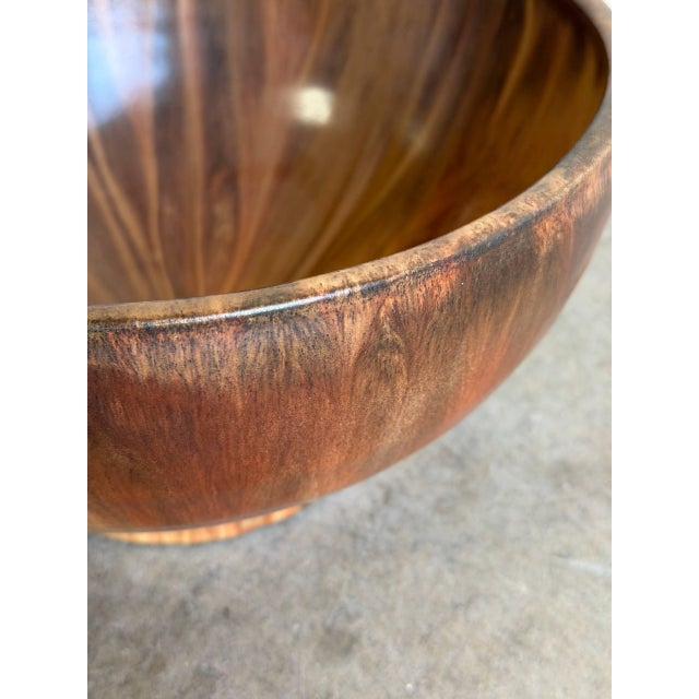 Ceramic Large Brown Drip Glaze Ceramic Bowl 1960s Mid-Century Modern For Sale - Image 7 of 10