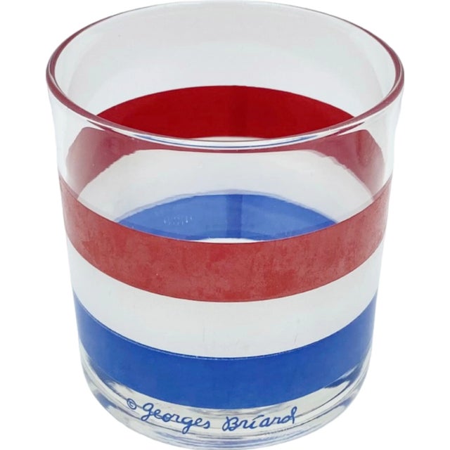Glass Vintage Set 4 Georges Briard Red White Blue Rocks Glasses July 4th Barware For Sale - Image 7 of 10