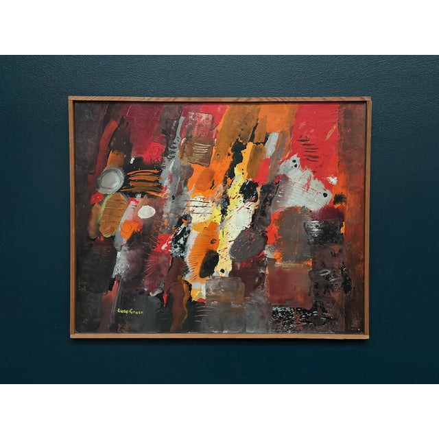 Kulo Green, Composition, 1950s, Oil Painting on Panel, Framed For Sale - Image 17 of 18
