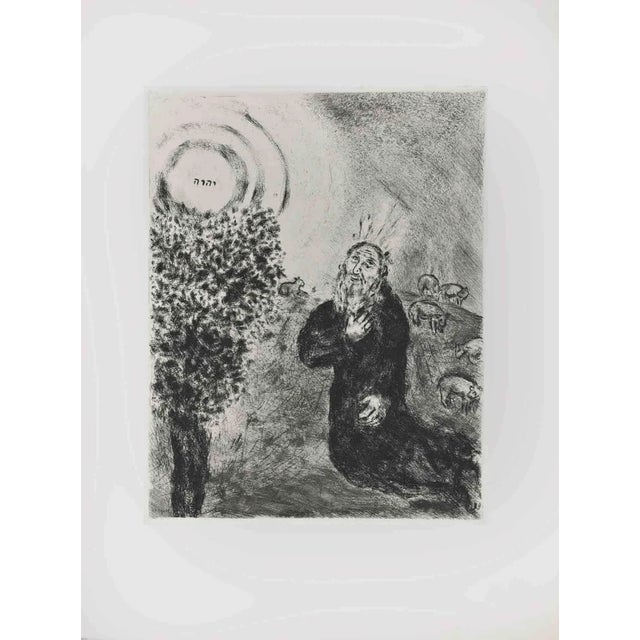 Marc Chagall, God Appears to Moses in the Burning Bush, Etching, 1956 For Sale