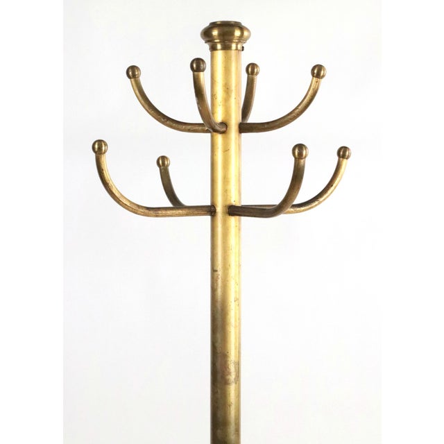 Mid-Century Modern Vintage Mid Century Polished Brass Steel Coat Tree Rack For Sale - Image 3 of 6