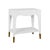 Matthew Izzo Home Ronny Glossy White Lacquer One Drawer Side Table With Antique Brass Foot Caps For Sale In New York - Image 6 of 7