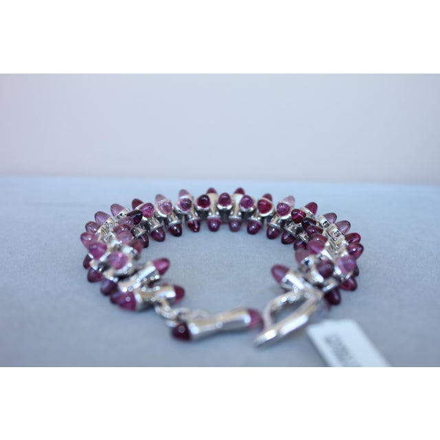 Tamara Commoli Pink Tourmaline Rubellite Mikado 18k White Gold Unique Bracelet For Sale - Image 4 of 18