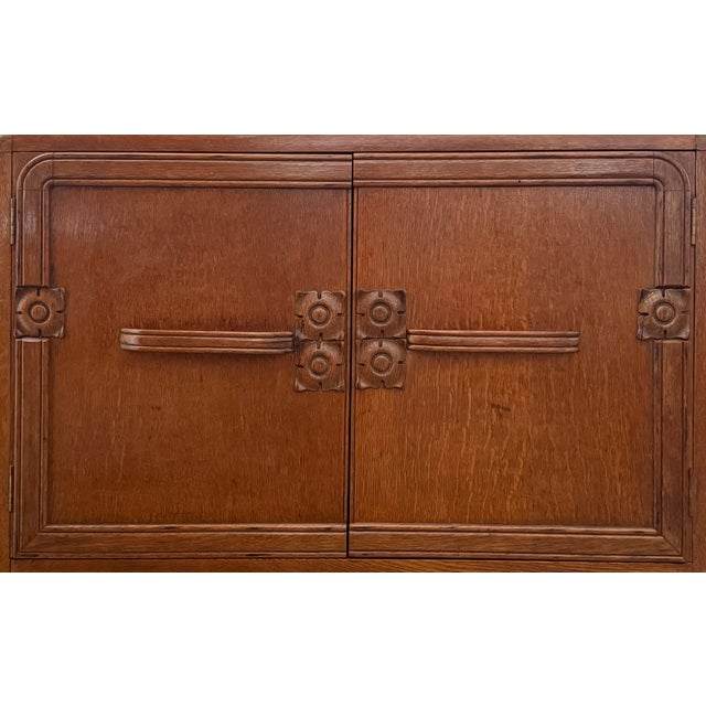 1930 English Oak Art Deco Cabinet For Sale - Image 4 of 12