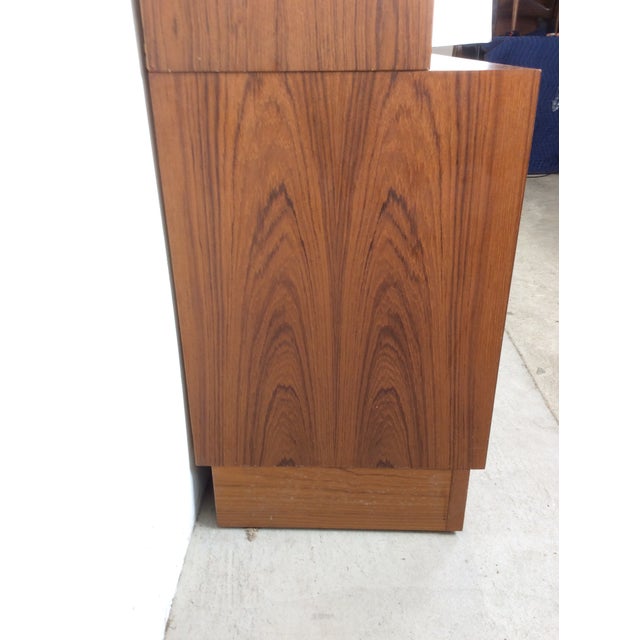 Danish Modern Two Piece Shelving Unit With Adjustable Shelves and Sliding Door Cabinets For Sale - Image 11 of 17