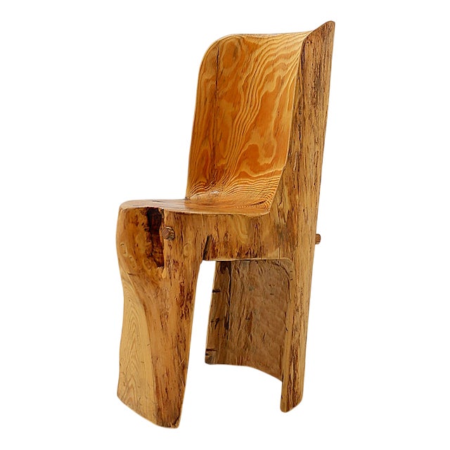 Brutalist Sculptural Wabi-Sabi Style Chair in Oak, 2010s For Sale