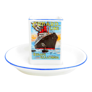 Vintage Cunard Cruise Lines Matchbox Holder / Ashtray