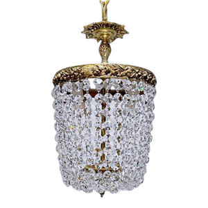 1950s Portuguese Bronze Basket Chandelier
