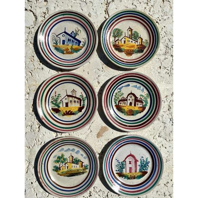 Vintage Italian Hand Painted Dishes - Set of 6 For Sale - Image 4 of 9