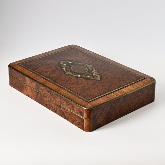 Antique 19th Century Napoleon III Burlwood Marquetry Box For Sale - Image 3 of 15