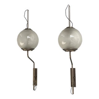 Mid-Century Modern Italian Glass Wall Lamps LP11 by Luigi Caccia Dominioni for Azucena, 1950s, Set of 2 For Sale